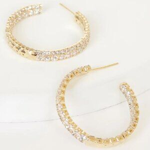 ✨NWT✨ Lulus Oh My Elegance Gold Rhinestone Hoop Earrings